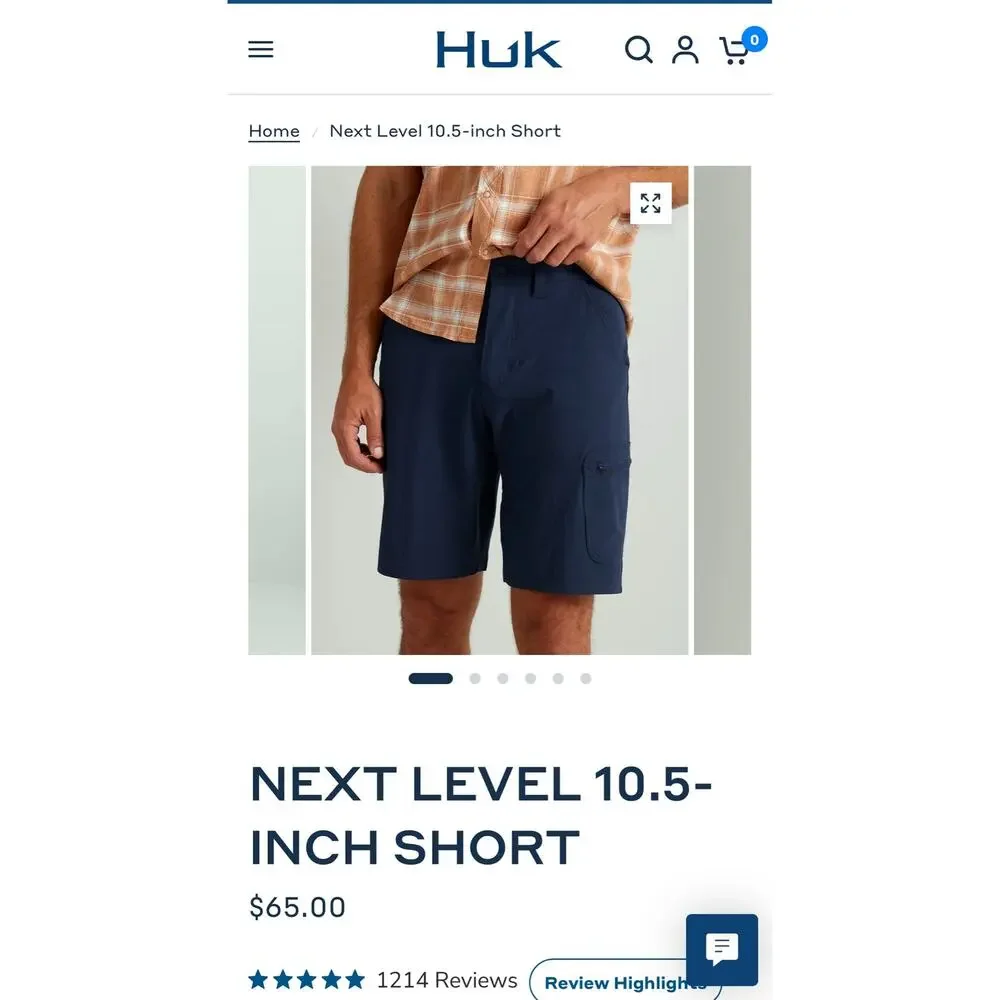 Huk NWT Next Level 10.5 Inch Shorts Navy Blue Sz S Fishing Outdoor Athletic